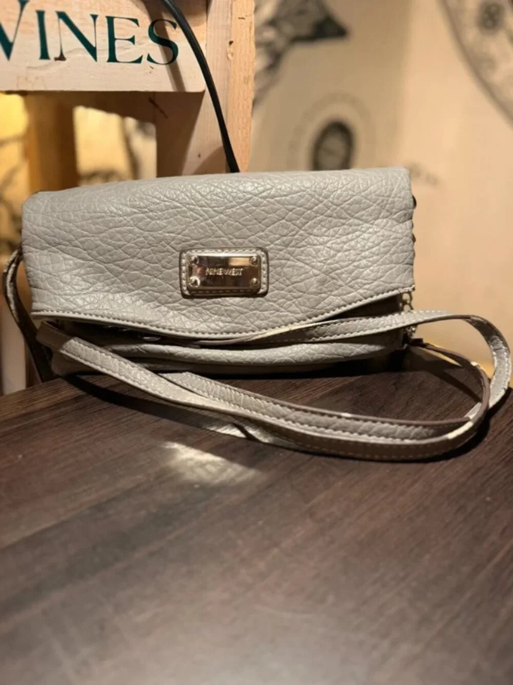 Grey Nine West Crossbody Clutch Nappy Bag Purse